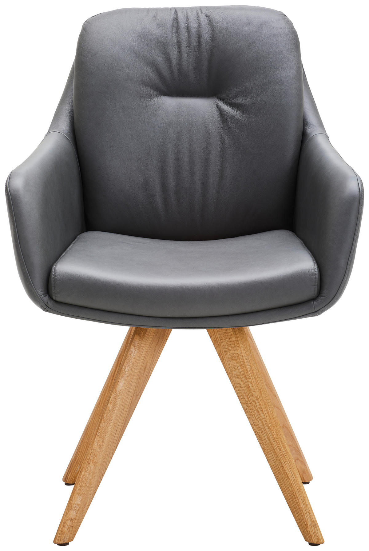 ARMLEHNSTUHL  in Echtleder pigmentiert  - Wildeiche/Anthrazit, Design, Leder/Holz (62/90/65cm) - Waldwelt