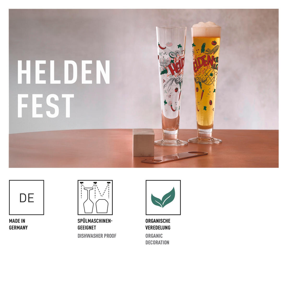 GLÄSERSET Heldenfest 2-teilig  - Transparent/Rot, LIFESTYLE, Glas (7,5/24,9cm) - Ritzenhoff