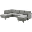 WOHNLANDSCHAFT in Flachgewebe Grau - Chromfarben/Grau, KONVENTIONELL, Textil/Metall (200/217cm) - Voleo
