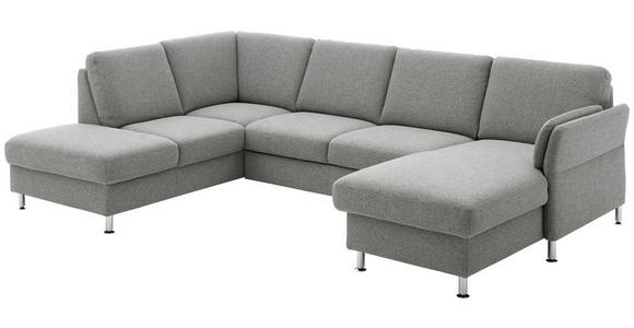 WOHNLANDSCHAFT in Flachgewebe Grau - Chromfarben/Grau, KONVENTIONELL, Textil/Metall (200/217cm) - Voleo