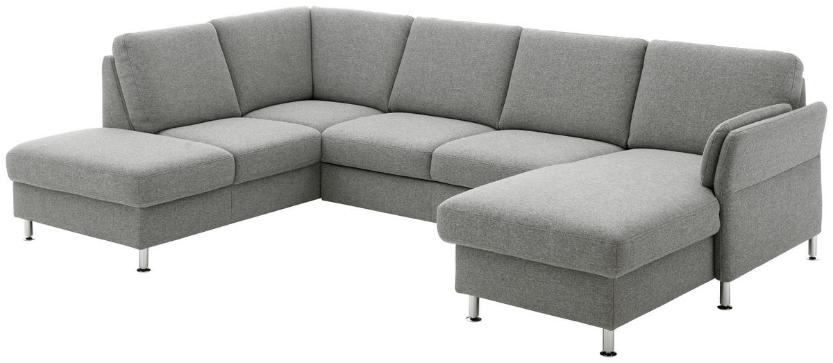 WOHNLANDSCHAFT in Flachgewebe Grau  - Chromfarben/Grau, Konventionell, Textil/Metall (200/217cm) - Beldomo System