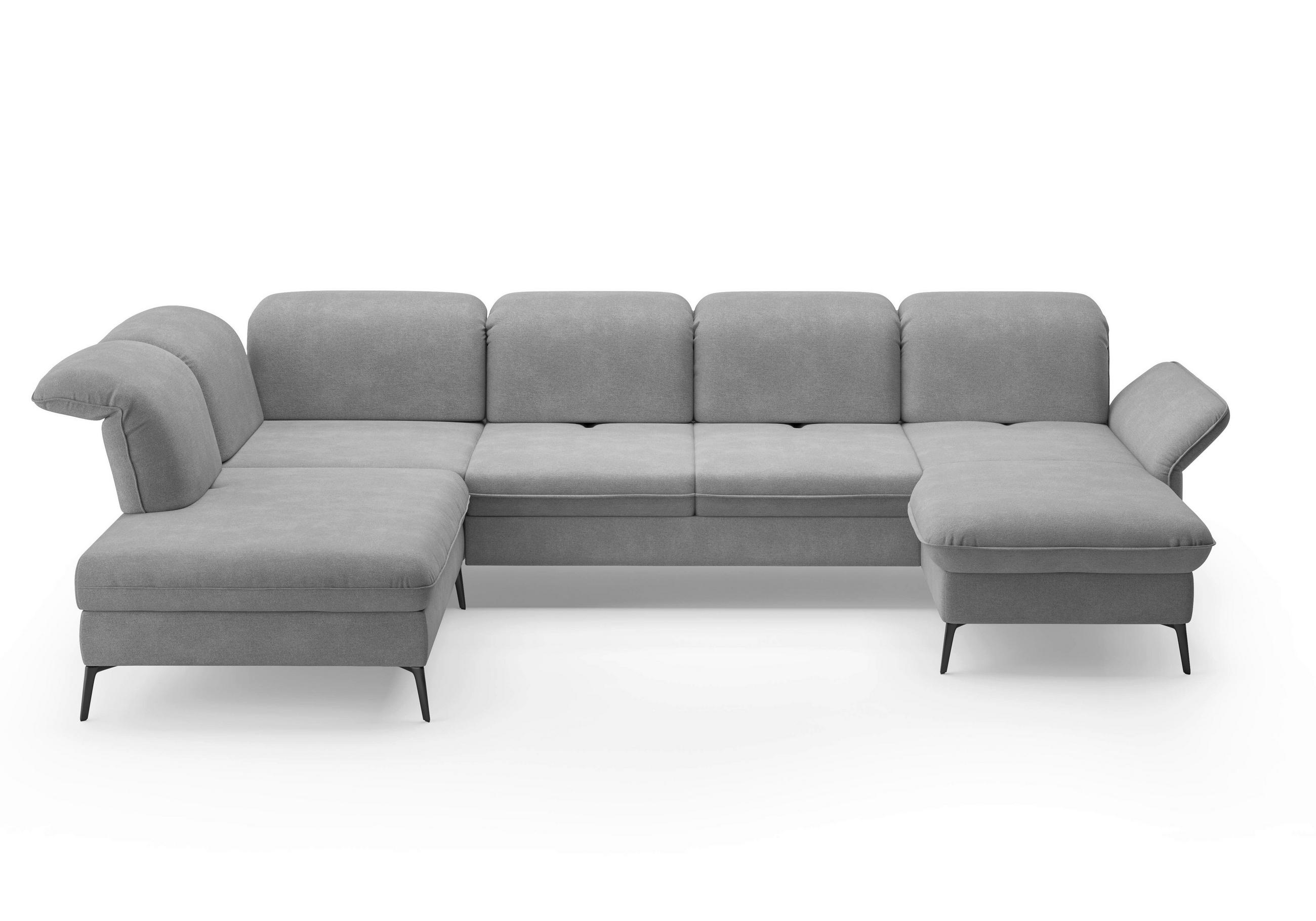 WOHNLANDSCHAFT in Flachgewebe Grau  - Schwarz/Grau, Konventionell, Textil/Metall (231/359/198cm) - Sit & More