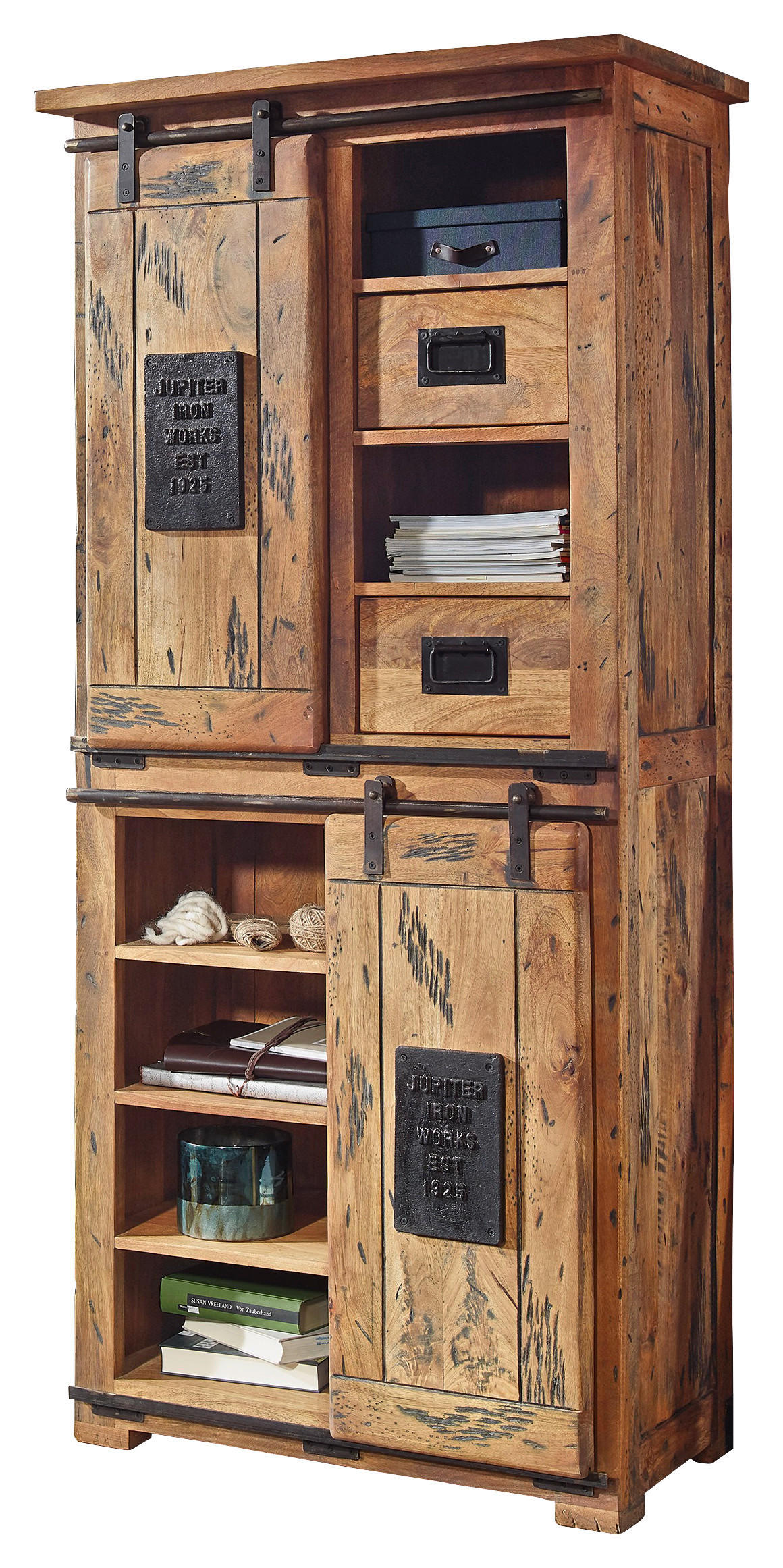 MULTISKÅP 80/175/45 cm 2-dörrar - naturfärgad, Klassisk, metall/trä (80/175/45cm) - Livetastic