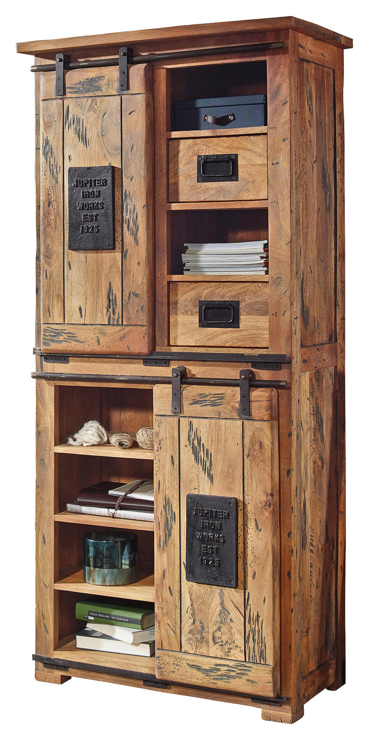 MULTISKÅP 80/175/45 cm 2-dörrar - naturfärgad, Klassisk, metall/trä (80/175/45cm) - Livetastic