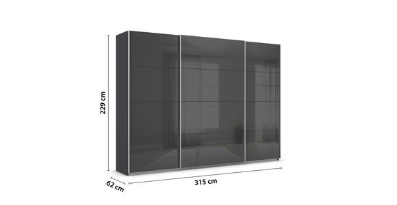 SCHWEBETÜRENSCHRANK  in Grau  - Alufarben/Grau, KONVENTIONELL, Glas/Holzwerkstoff (315/229/62cm) - Xora