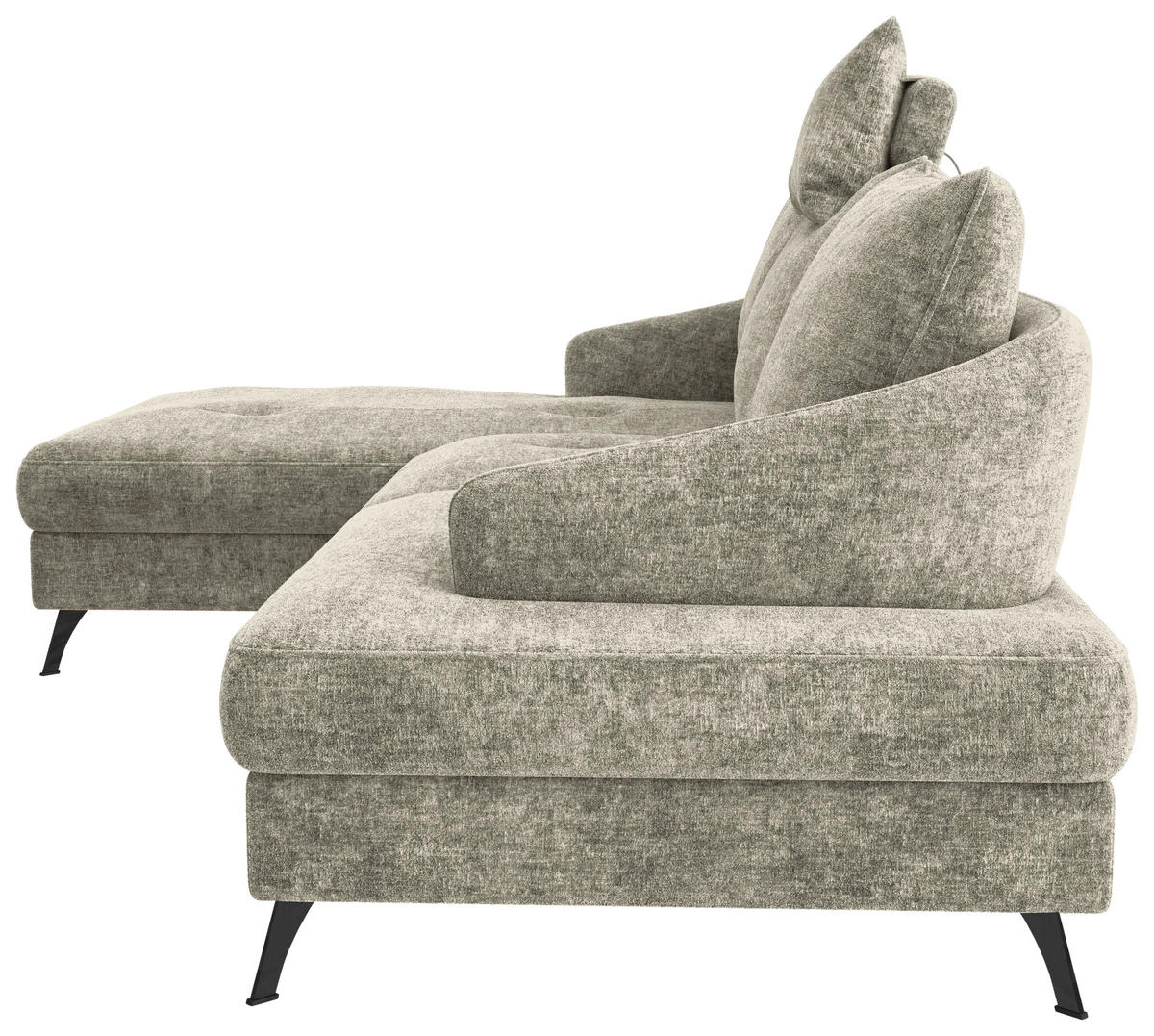 ECKSOFA in Webstoff Hellbraun  - Hellbraun/Schwarz, KONVENTIONELL, Textil/Metall (183/293cm) - Carryhome