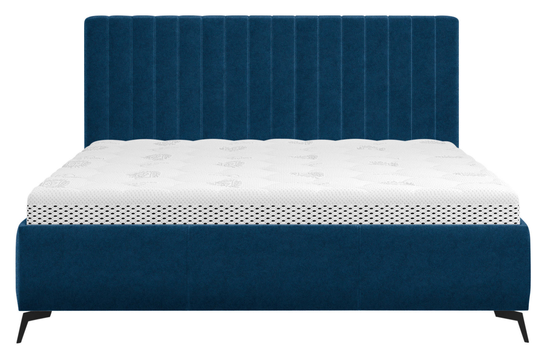 Thumbnail - Boxxx Polsterbett, Dunkelblau, Holz, Eiche, massiv, 180x200 cm, Bettkasten, Lattenrost, gepolstertes Kopfteil, Stoffausw...