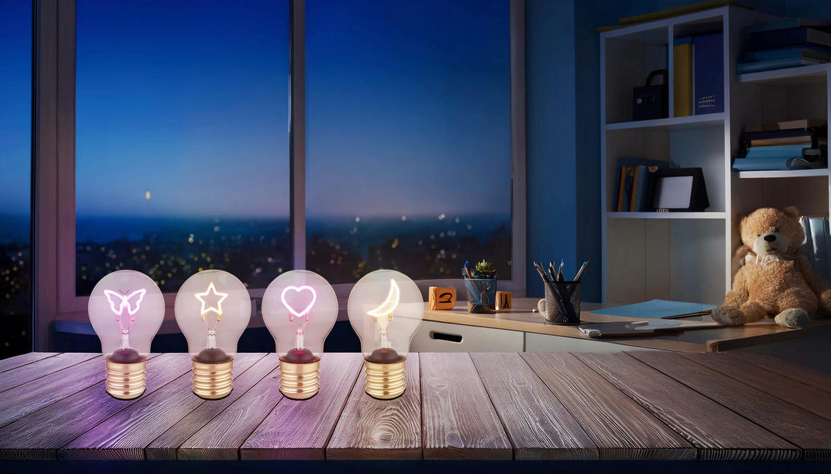 LED DÍSZLÁMPA - arany, Basics, Üveg/fém (7/12cm)