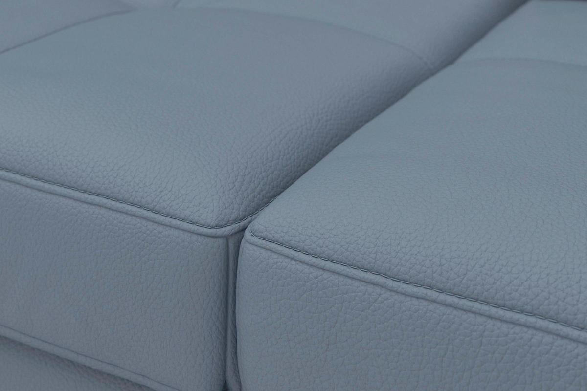 ECKSOFA COSTELLO E Graublau Echtleder Nierenkissen, Armteilverstellung, Sitztiefenverstellung  - Graublau/Schwarz, Basics, Leder/Textil (301/176cm) - Sit & More