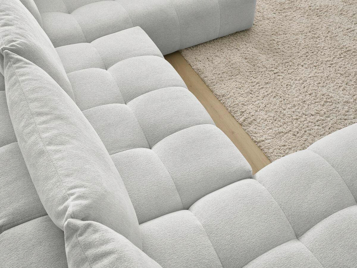 ECKSCHLAFSOFA EVEREST  mit Rücken echt, Armteil links, Armteil rechts Flachgewebe Hellgrau  - Hellgrau/Schwarz, MODERN, Kunststoff/Textil (198/423/212cm)