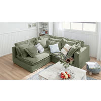 ECKSOFA STELLA in Webstoff Olivgrün Zierkissen, Rückenkissen  238/222 cm  - Schwarz/Olivgrün, Design, Kunststoff/Textil (238/222cm) - P & B