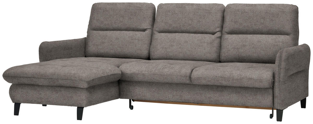 ECKSOFA Greige Flachgewebe  - Greige/Schwarz, KONVENTIONELL, Textil/Metall (190/254cm) - Livetastic