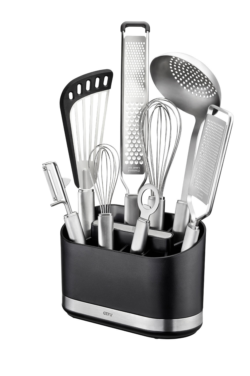KÜCHENUTENSILIENHALTER - Edelstahlfarben/Schwarz, Basics, Kunststoff/Metall (22/10,2/14,2cm) - Gefu