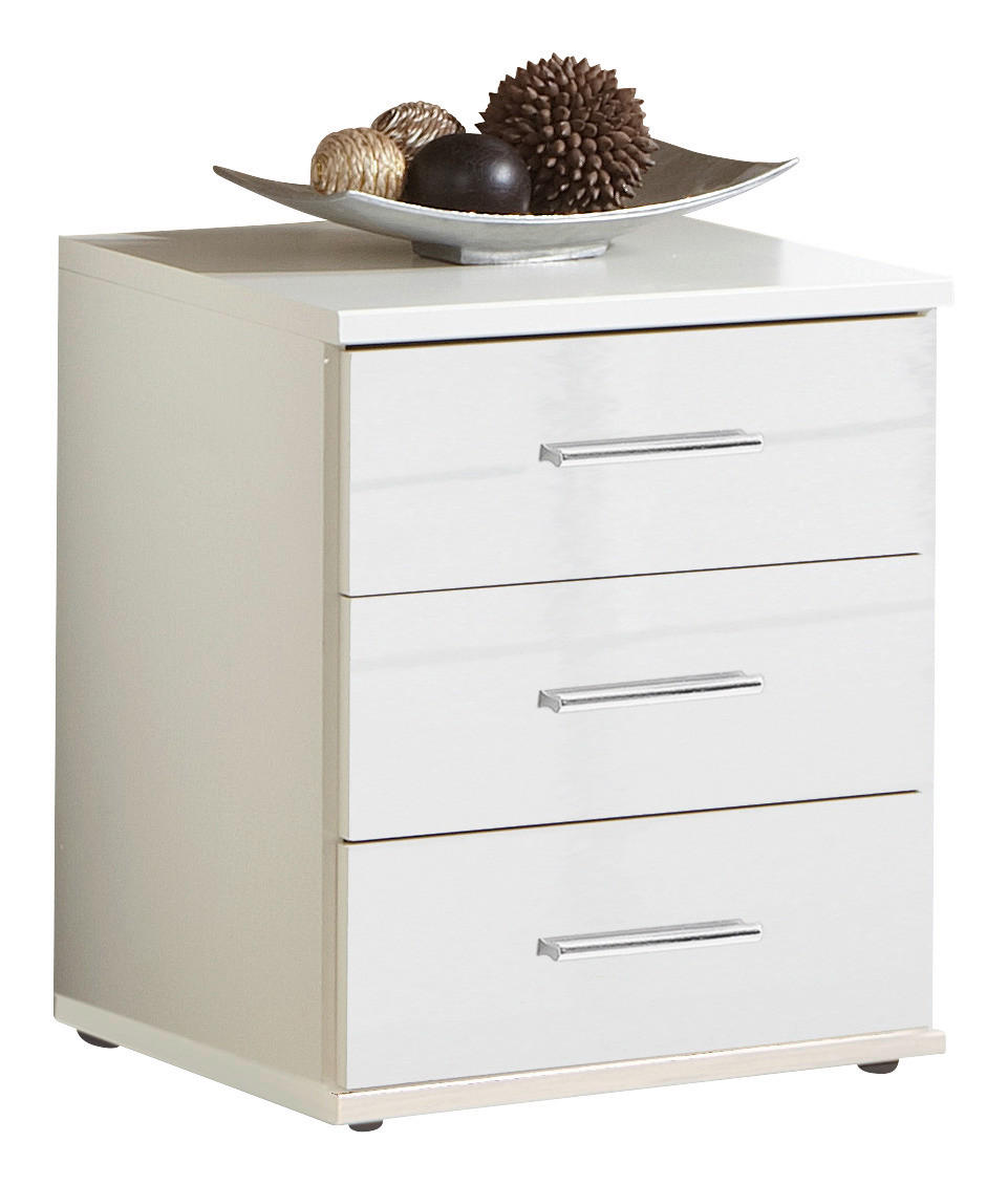 KOMMODE , 46/55/40 cm, 3 Schublade(n)  - Chromfarben/Weiß, Design, Holzwerkstoff/Kunststoff (46/55/40cm) - Xora