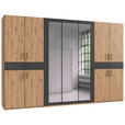 DREHTÜRENSCHRANK  in Graphitfarben, Eiche Artisan  - Schwarz/Graphitfarben, KONVENTIONELL, Glas/Holzwerkstoff (313/208/58cm) - Carryhome