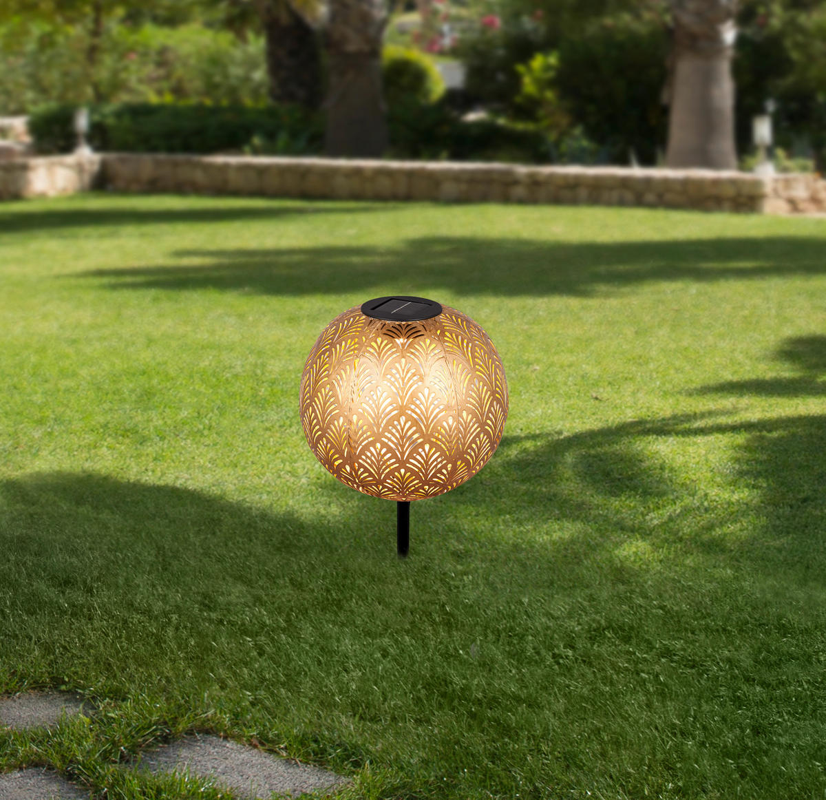 SOLARLEUCHTE 18 cm  - Goldfarben, Design, Kunststoff/Metall (18cm) - Ambia Garden