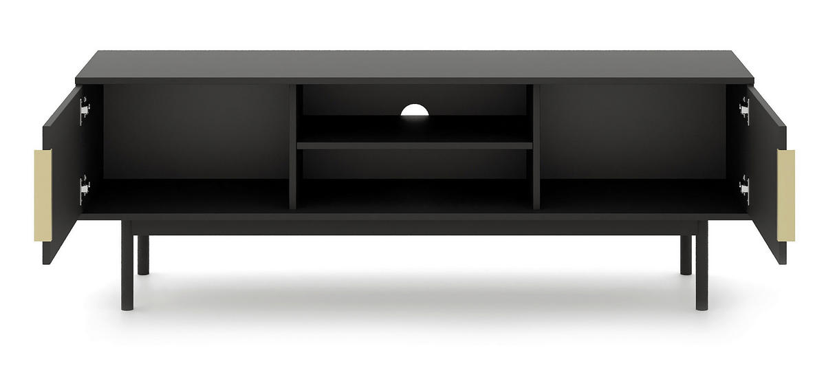 LOWBOARD Viva  in 154/53,5/39 cm  - Goldfarben/Schwarz, Design, Holzwerkstoff/Metall (154/53,5/39cm) - Xora