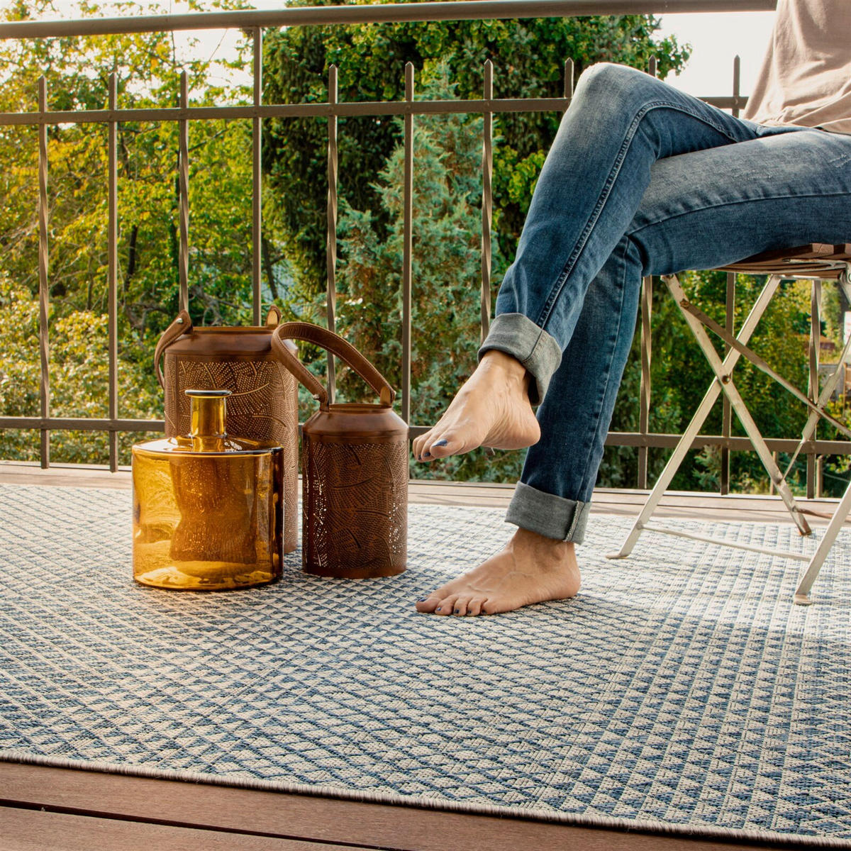 FLACHWEBETEPPICH 80/150 cm Blau rechteckig  - Blau, Basics, Textil (80/150cm) - Kayoom