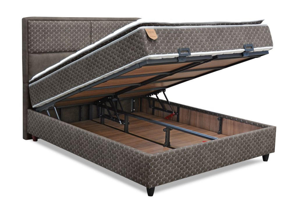 BOX KREVET 160/200 cm smeđa - smeđa/crna, Moderno, drvni materijal/drvo (160/200cm) - Hom`in