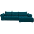 ECKSOFA in Webstoff Petrol  - Silberfarben/Petrol, MODERN, Kunststoff/Textil (304/218cm) - Carryhome