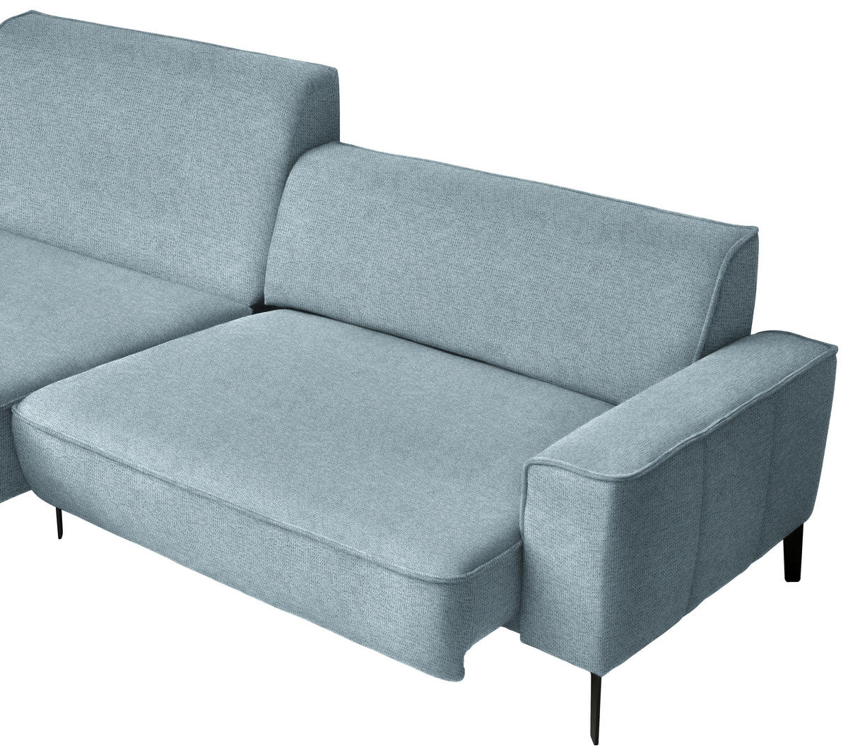 ECKSOFA in Flachgewebe Hellblau  - Schwarz/Hellblau, Design, Textil/Metall (190/285cm) - Johann Jakob