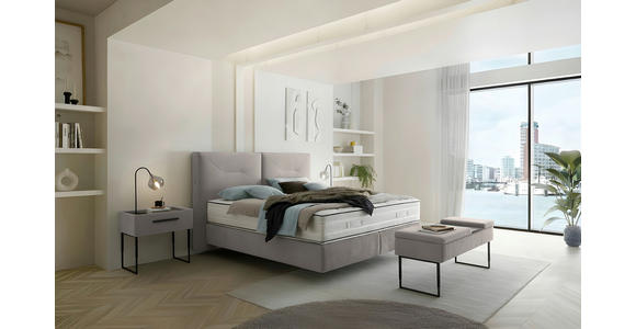 BOXSPRINGBETT 160/200 cm,  in Hellgrau, Matratze, H3 + H3 = fest  - Hellgrau/Schwarz, Design, Kunststoff/Textil (160/200cm) - Dieter Knoll