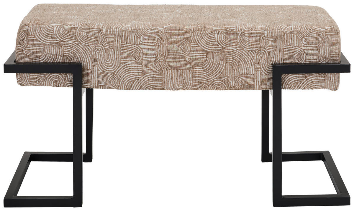 SITZBANK 80/42/33 cm Webstoff Schwarz, Beige  - Beige/Schwarz, Design, Textil/Metall (80/42/33cm) - Novel