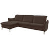 ECKSOFA in Lederlook (vegan) Dunkelbraun  - Dunkelbraun/Nickelfarben, Modern, Textil/Metall (179/263cm) - Livetastic