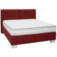 BOXSPRINGBETT 160/200 cm  in Rot  - Chromfarben/Rot, KONVENTIONELL, Textil (160/200cm) - Dieter Knoll
