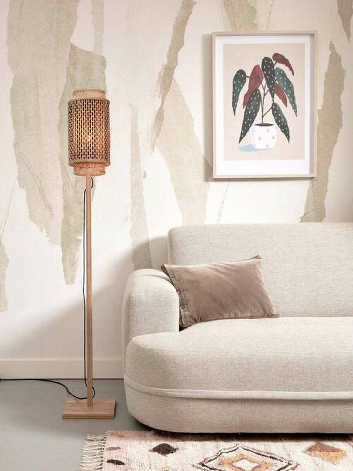STEHLEUCHTE 20/145 cm    - Schwarz/Naturfarben, Trend, Holz (20/145cm) - Good & Mojo