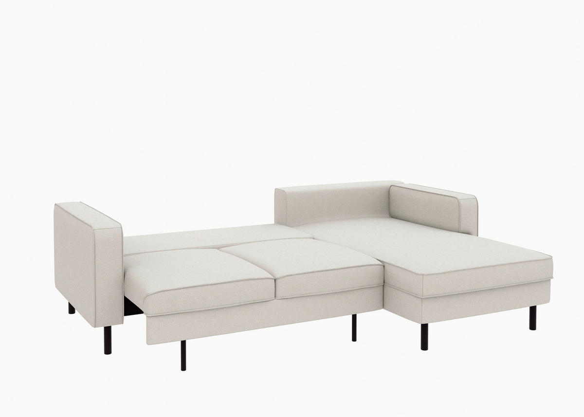 ECKSCHLAFSOFA Struktur Sandfarben  - Sandfarben/Schwarz, Modern, Textil/Metall (232/161cm) - Trendmanufaktur