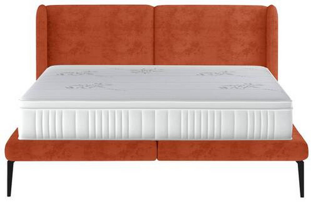 Polsterbett inkl. Matratze Matratze, gepolstertes Kopfteil, Topper Rostfarben 180/200 cm  - Rostfarben/Creme, MODERN, Textil/Metall (180/200cm) - Livetastic
