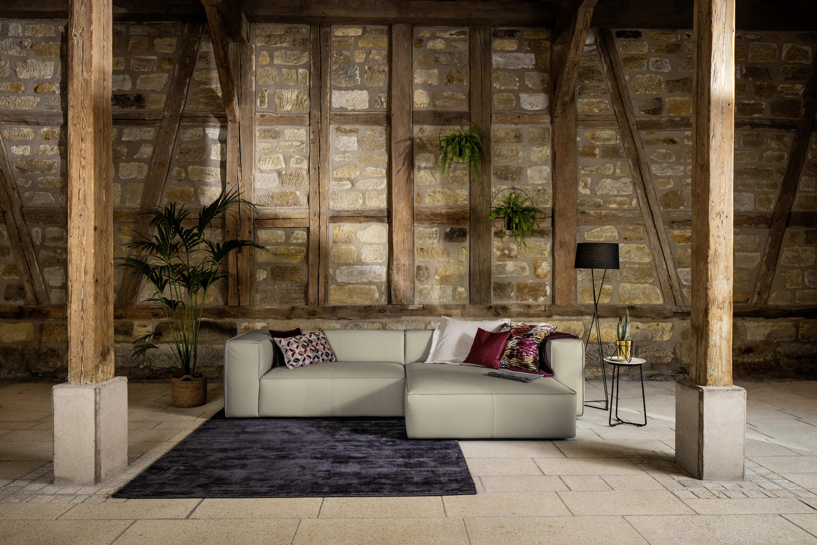 ECKSOFA in Echtleder Braun, Grau  - Schwarz/Braun, Modern, Leder/Kunststoff (300/164cm) - W.Schillig