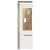 VITRINA, hrast  - srebrne barve, Basics, steklo/les (60/195,5/39cm) - Hom`in