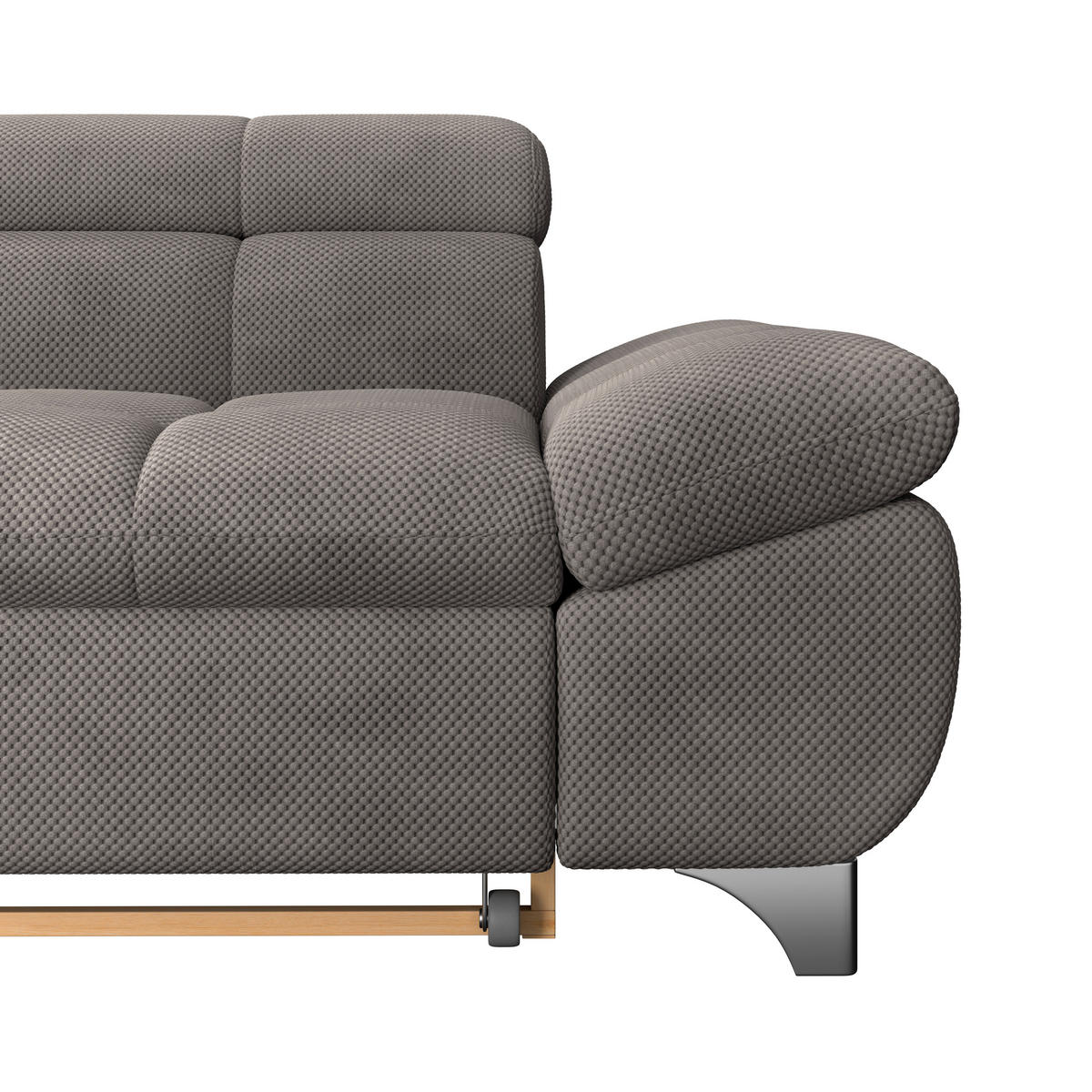 ECKSOFA Braun Chenille  - Chromfarben/Braun, KONVENTIONELL, Textil/Metall (234/312cm) - Livetastic
