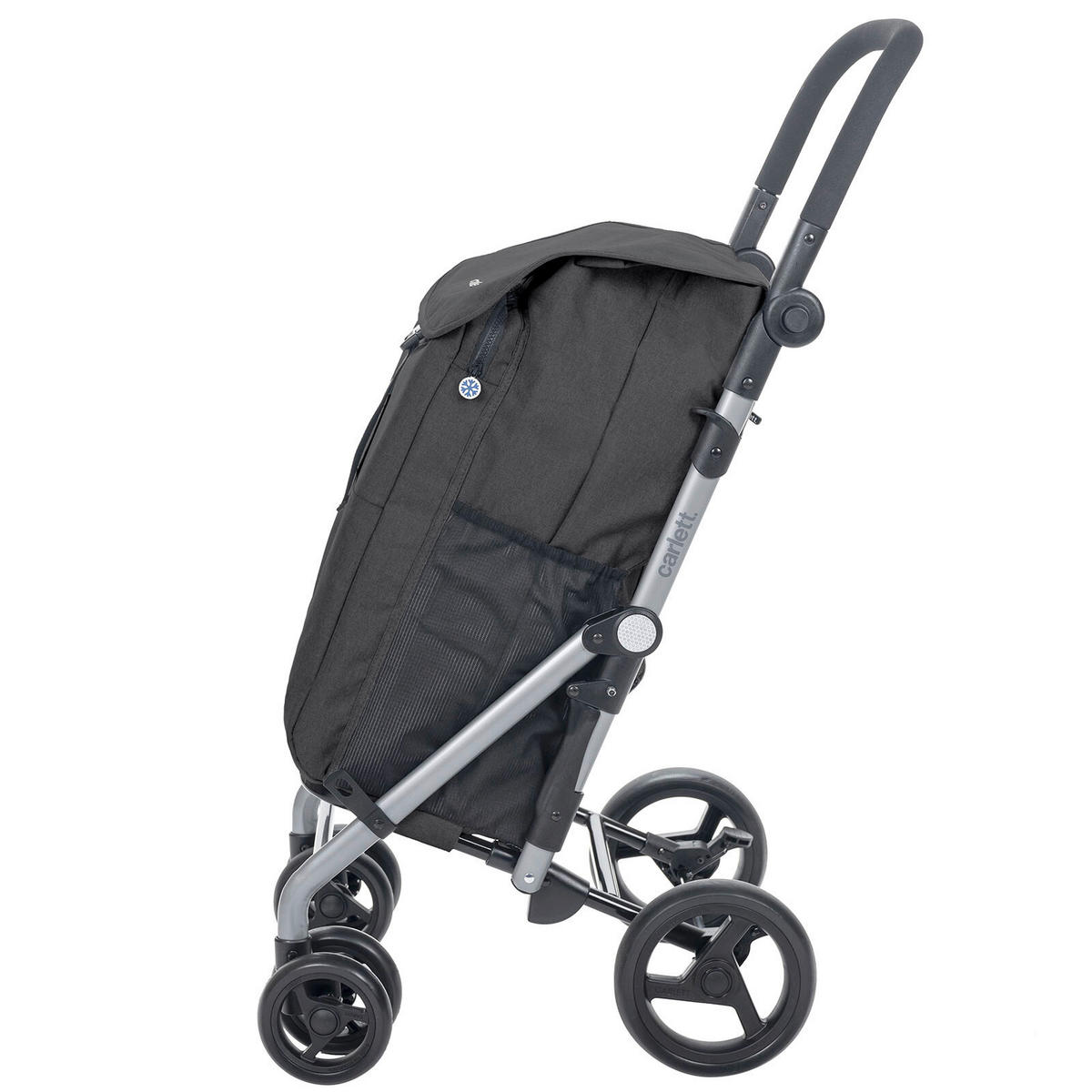 EINKAUFSTROLLEY  - Silberfarben/Schwarz, Trend, Textil/Metall (42/102/62cm) - Milino