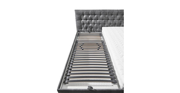 POLSTERBETT 180/200 cm,  in Grau, Bettkasten, Lattenroste, Matratzen, H2 + H3 = mittel + fest  - Schwarz/Weiß, Design, Holz/Textil (180/200cm) - Voleo