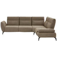ECKSOFA in Webstoff Creme, Graubraun  - Graubraun/Creme, Design, Textil/Metall (290/223cm) - Moderano