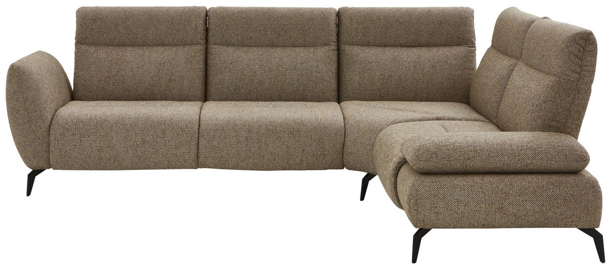 ECKSOFA in Webstoff Creme, Graubraun  - Graubraun/Creme, Design, Textil/Metall (290/223cm) - Moderano