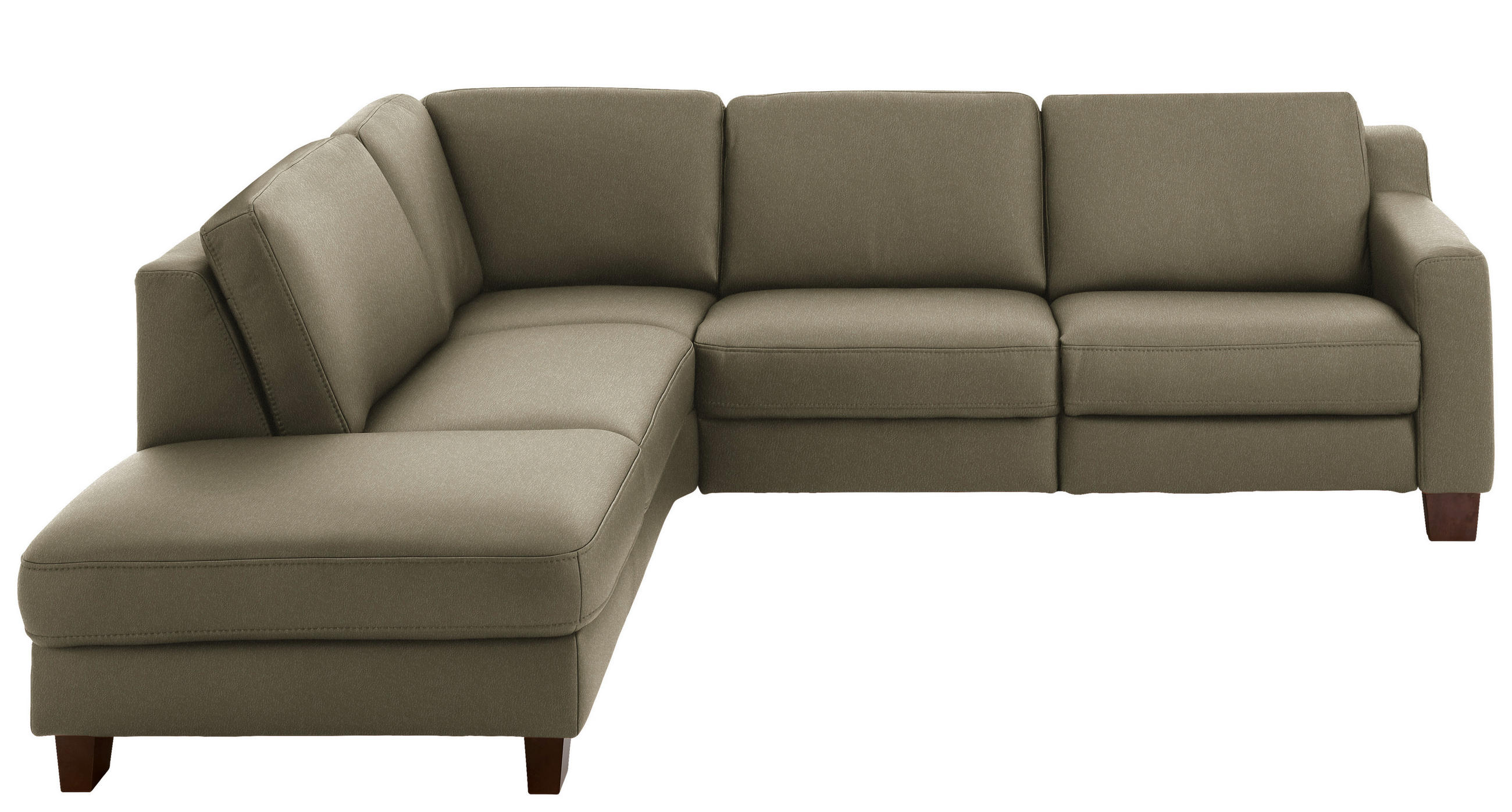 ECKSOFA in Echtleder Olivgrün  - Eichefarben/Olivgrün, Design, Leder/Holz (235/259cm) - Valdera