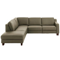 ECKSOFA in Echtleder Olivgrün  - Eichefarben/Olivgrün, Design, Leder/Holz (235/259cm) - Valdera