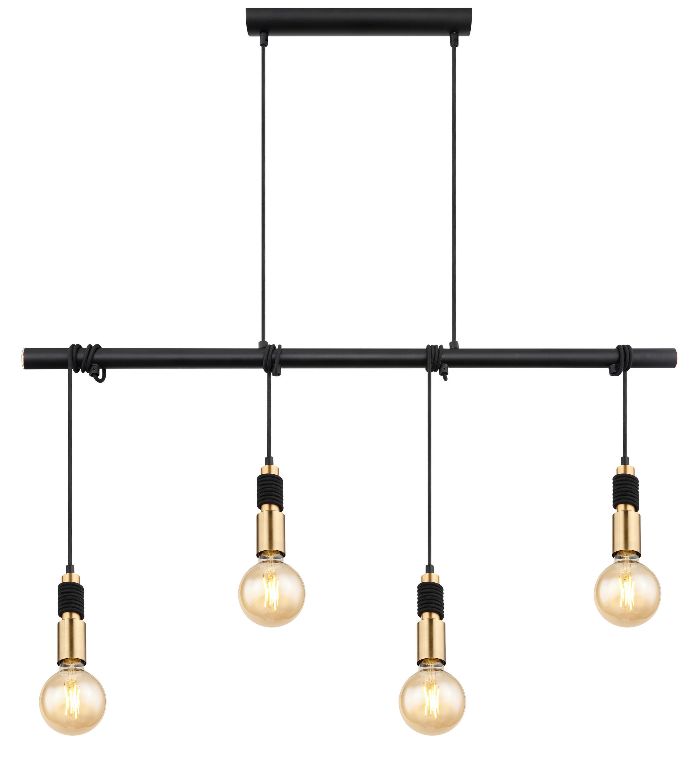 HÄNGELEUCHTE 100/6/120 cm   - Messingfarben/Schwarz, Basics, Metall (100/6/120cm) - Globo