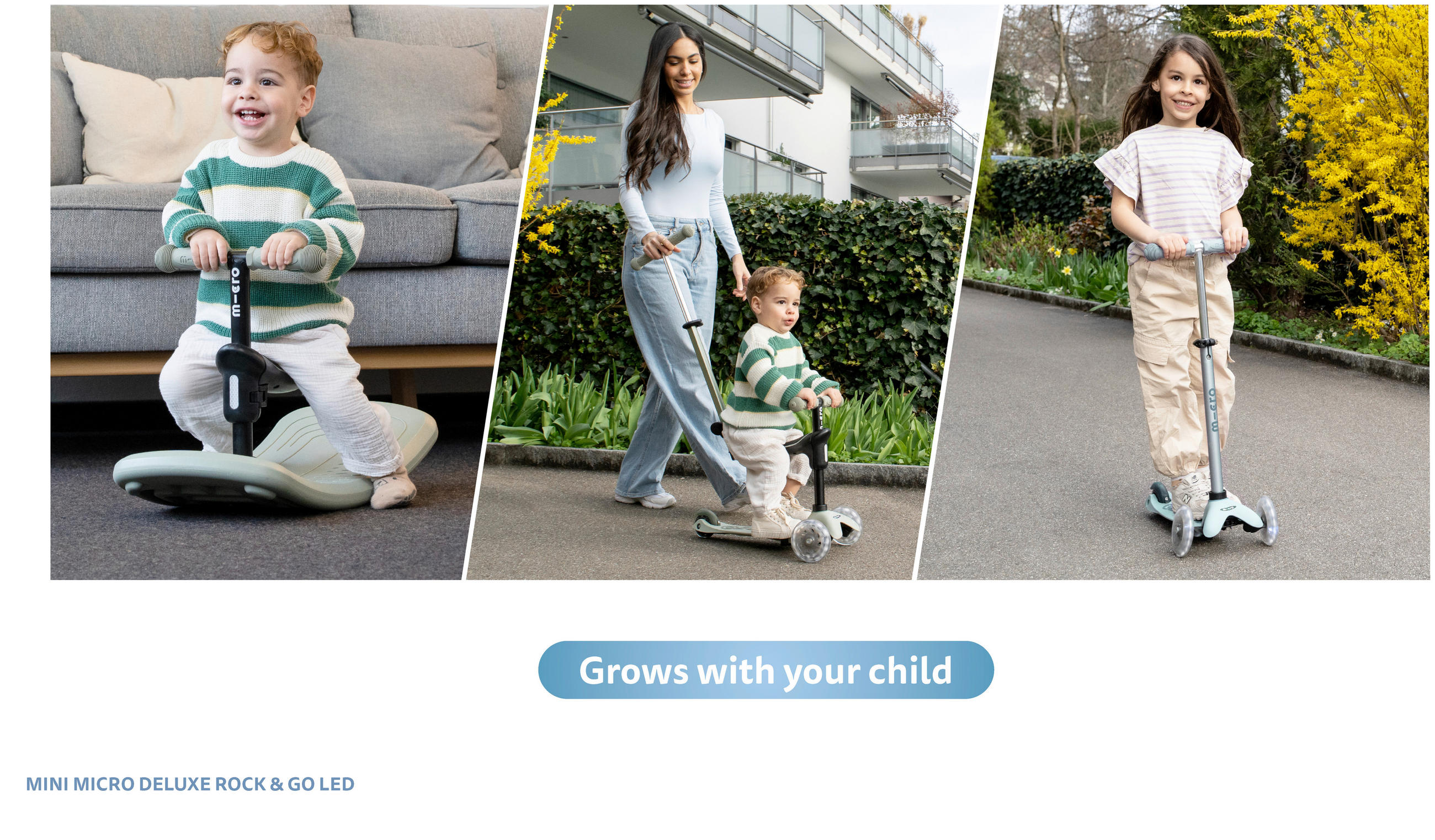 KINDERSCOOTER Mini Rock & Go  - Pastellblau, Trend, Kunststoff/Metall (67/28/45-77cm)