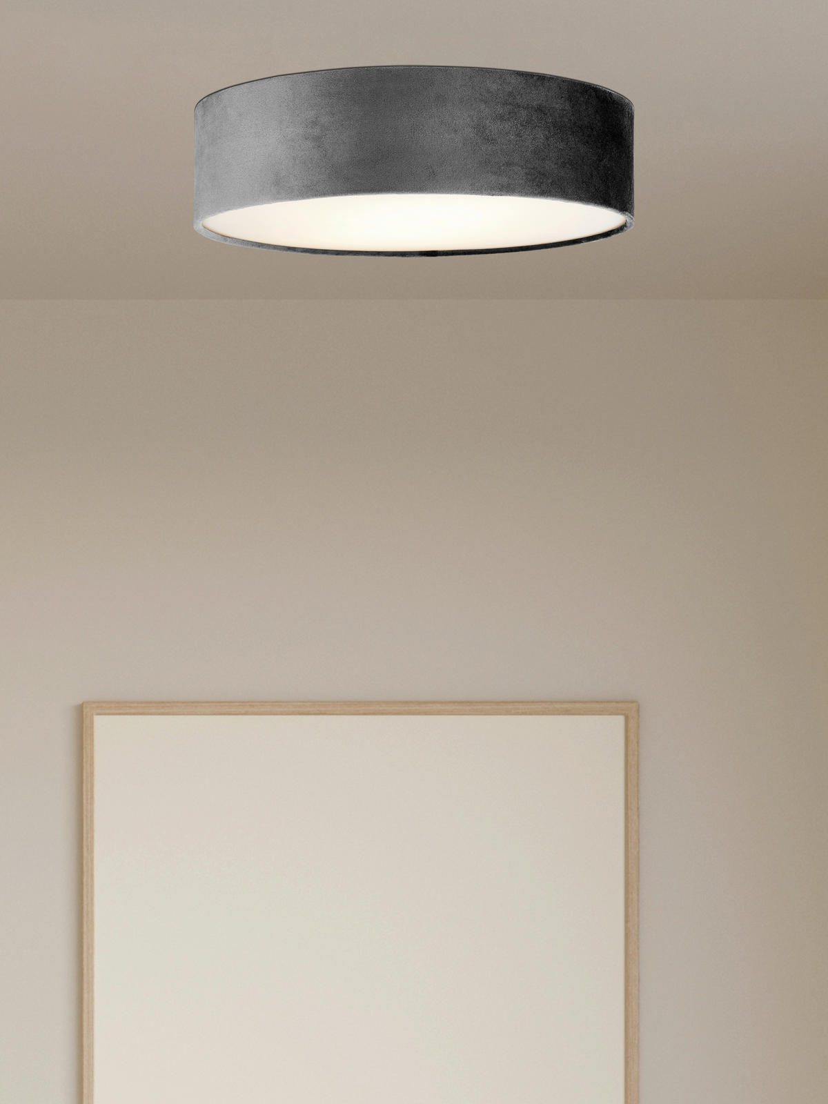 DECKENLEUCHTE Drum 38/10 cm  - Weiß/Grau, Design, Kunststoff/Textil (38/10cm)