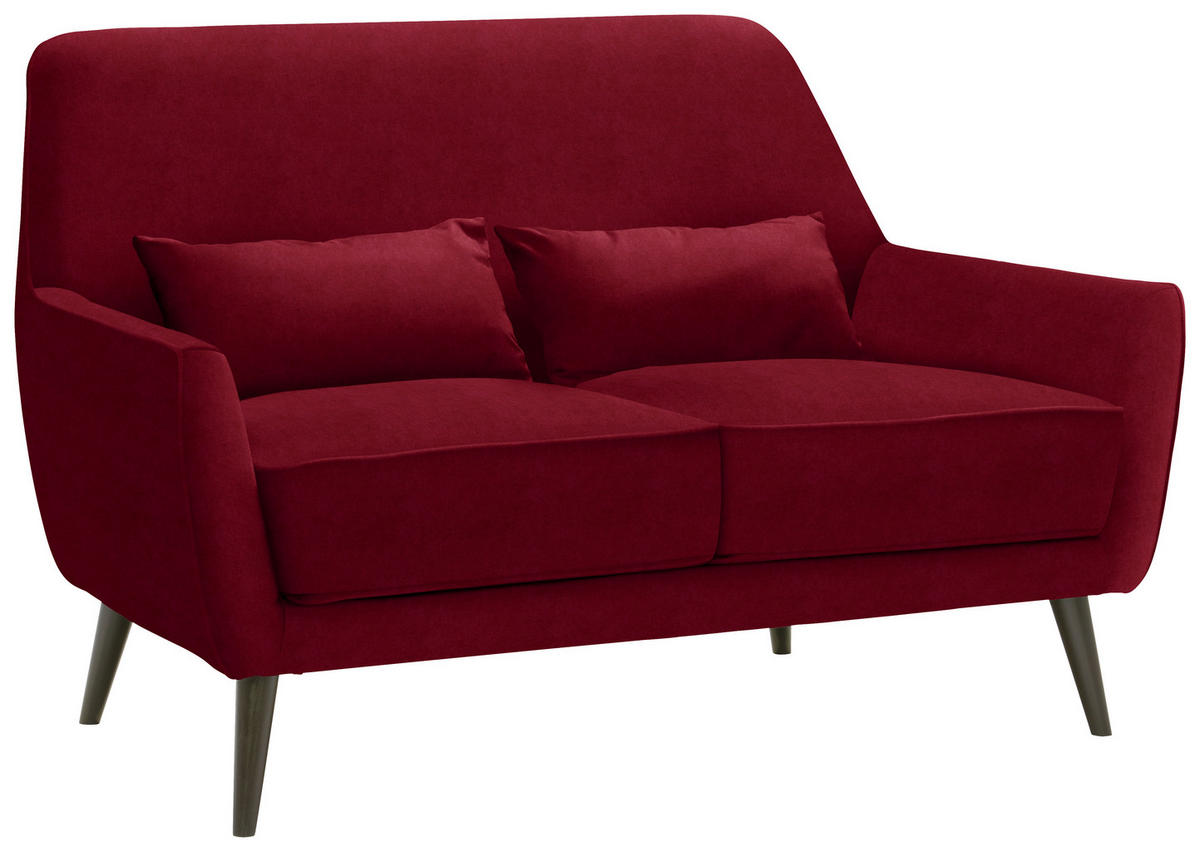 2-SITZER-SOFA Mikrofaser Rot  - Rot/Schwarz, Trend, Holz/Textil (135/86/80cm) - MID.YOU