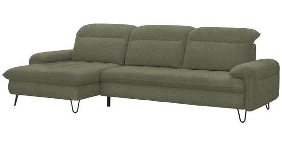 ECKSOFA in Flachgewebe Grün  - Schwarz/Grün, LIFESTYLE, Textil/Metall (180/310cm) - Valnatura