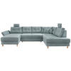 WOHNLANDSCHAFT in Cord Hellblau  - Naturfarben/Hellblau, Modern, Holz/Textil (176/338-352/206cm) - Livetastic