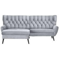 ECKSOFA in Flachgewebe Hellgrau  - Hellgrau/Schwarz, Design, Holz/Textil (165/237cm) - Stylife