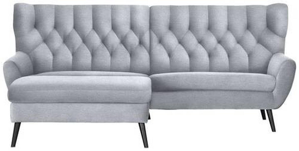 ECKSOFA in Flachgewebe Hellgrau  - Hellgrau/Schwarz, Design, Holz/Textil (165/237cm) - Stylife