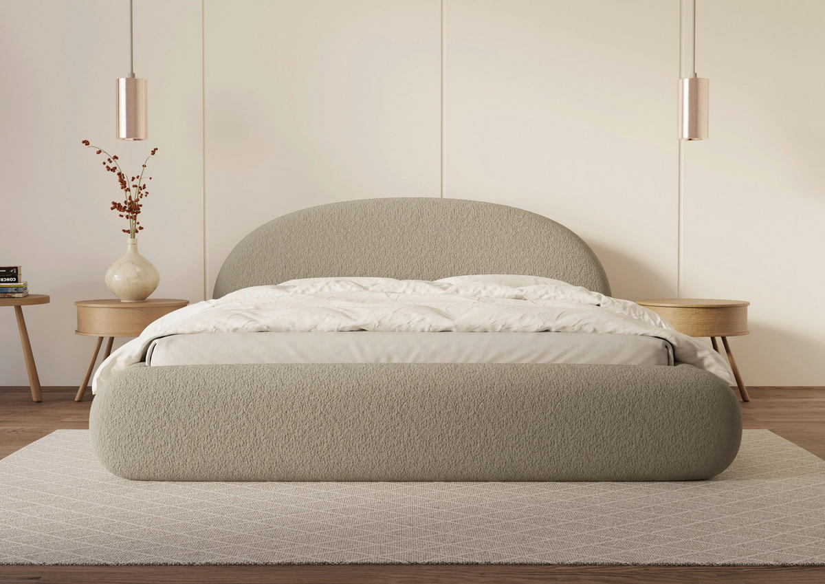 POLSTERBETT 180/200 cm,  in Taupe, gepolstertes Kopfteil, Lattenrost, Bettkasten,  - Taupe/Schwarz, Design, Holz/Textil (180/200cm) - Chameo